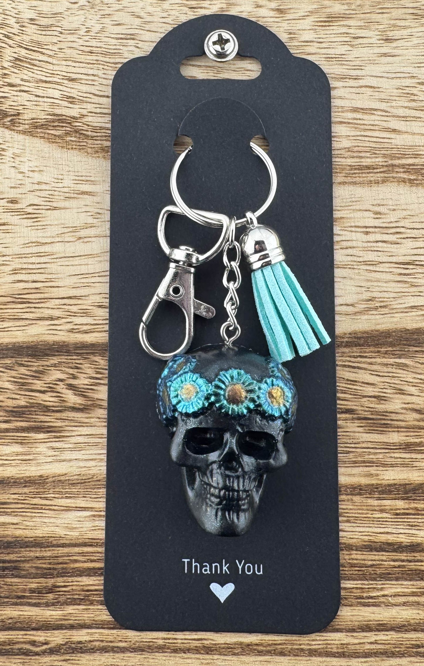 Flower Crown Skull Keychain