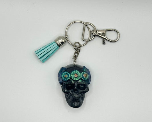 Flower Crown Skull Keychain