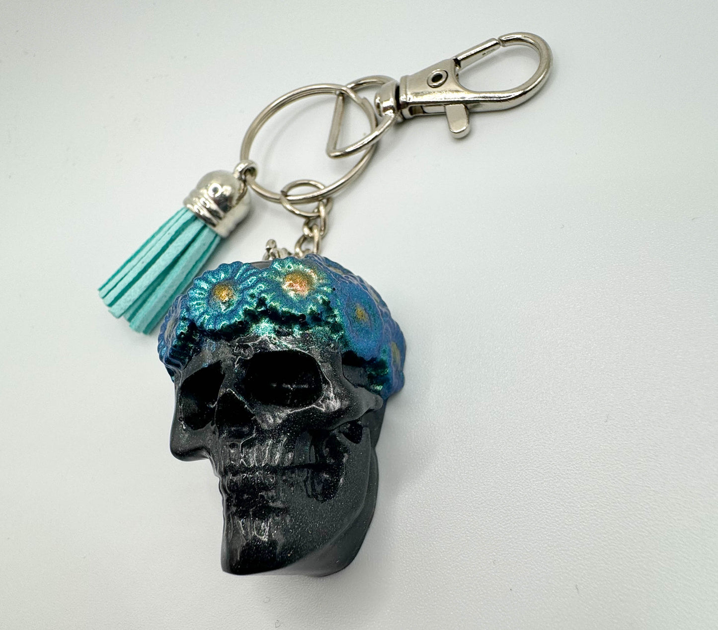 Flower Crown Skull Keychain