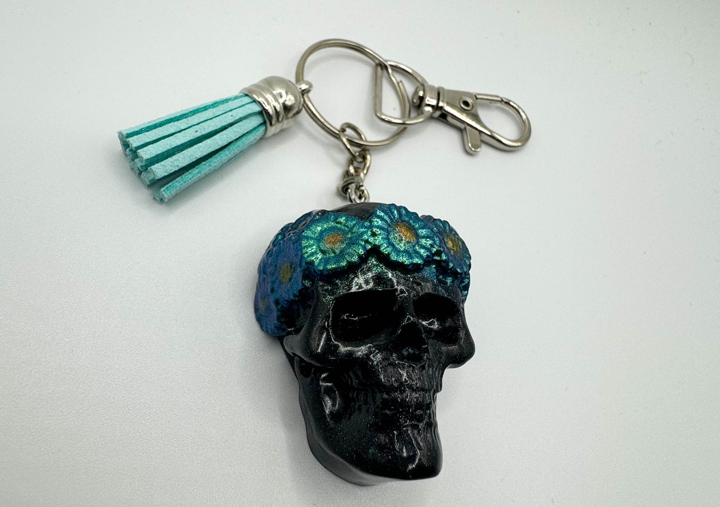 Flower Crown Skull Keychain