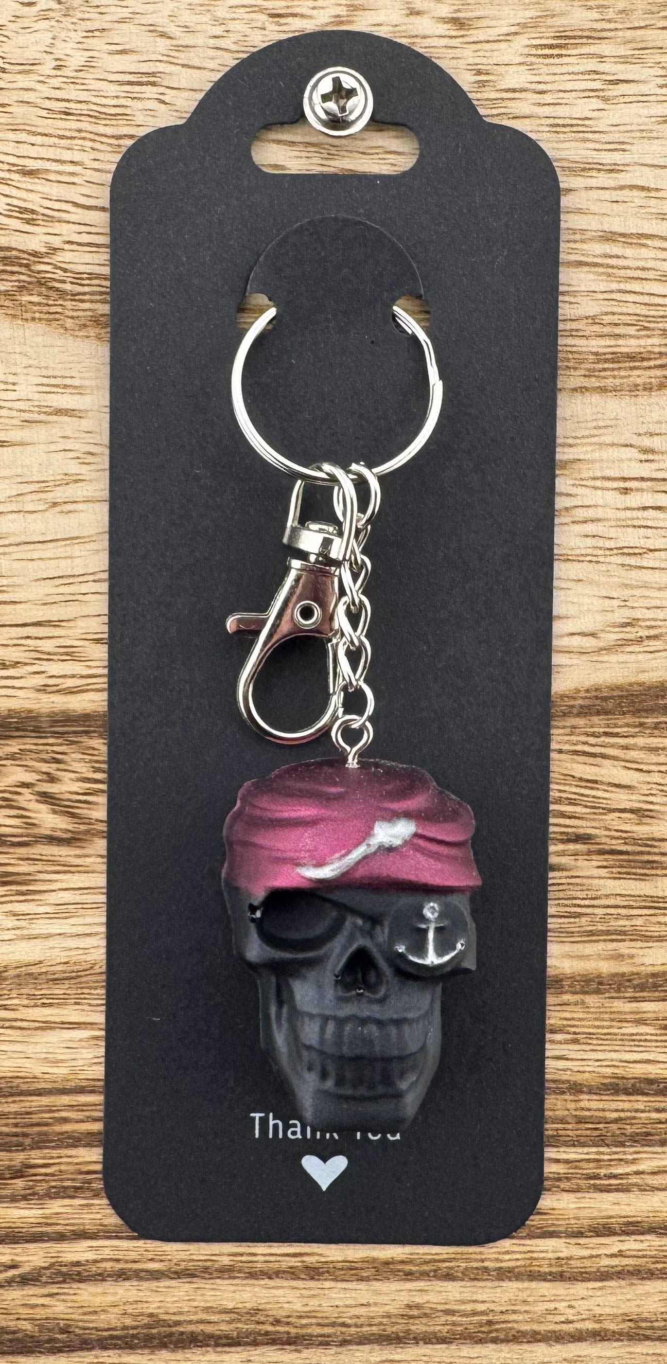 Pirate Patch Skull Keychain
